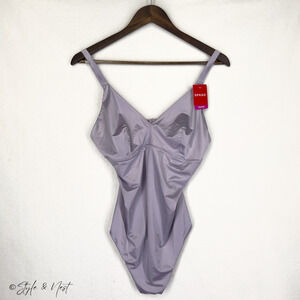 SPANX Satin Shaping Orchid Purple Thong Bodysuit Womens 1X NWT